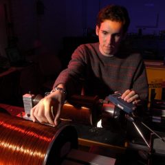 Student works on equipment