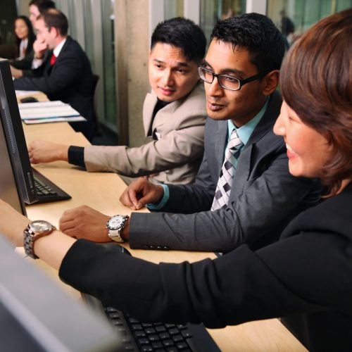 People looking at things on a computer screen