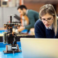 Student works on equipment