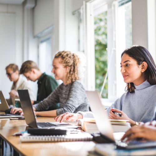 Students with laptops